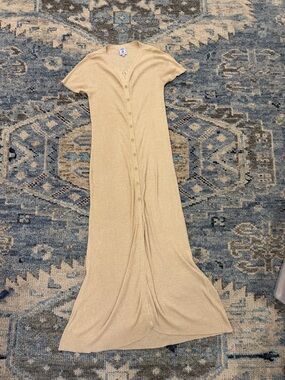 Muche eat muchette Short-Sleeve Button-Front Maxi Dress gold